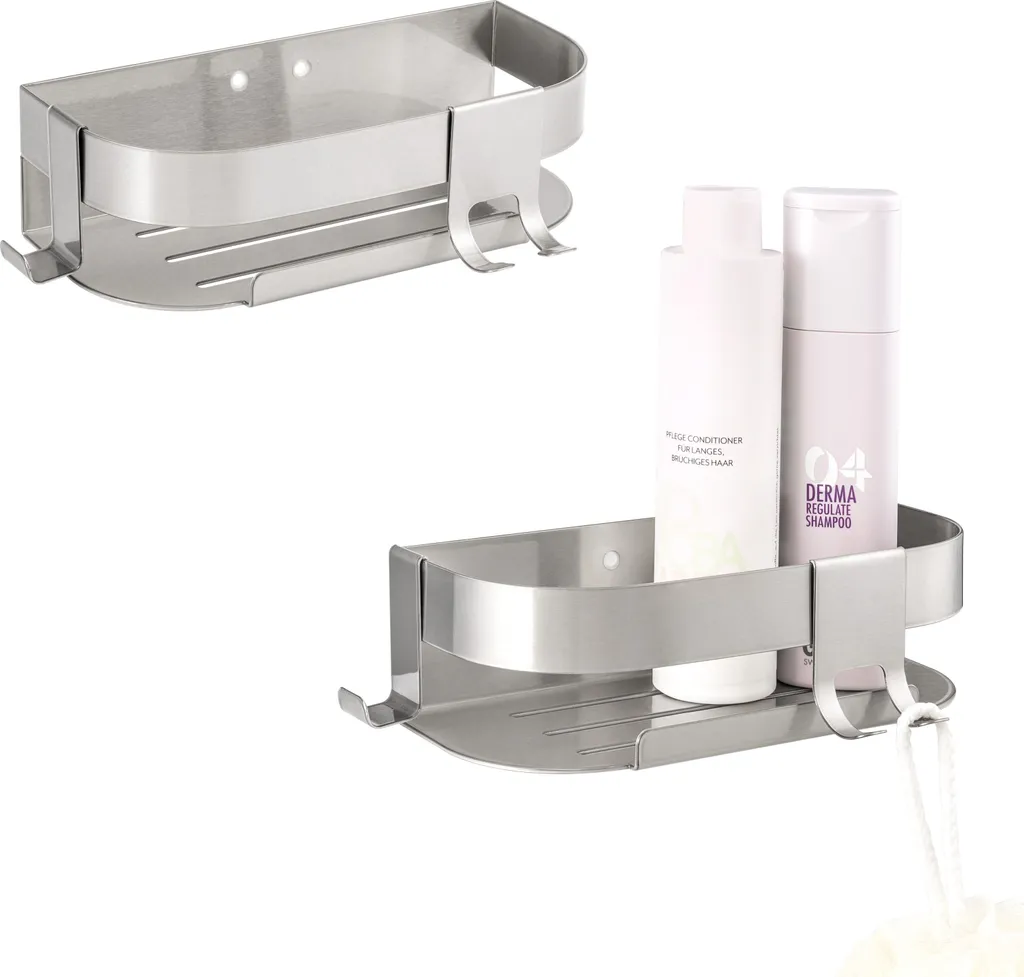 Serviteur de Douche Mural en Inox avec Crochets - Lot de 2 Paniers