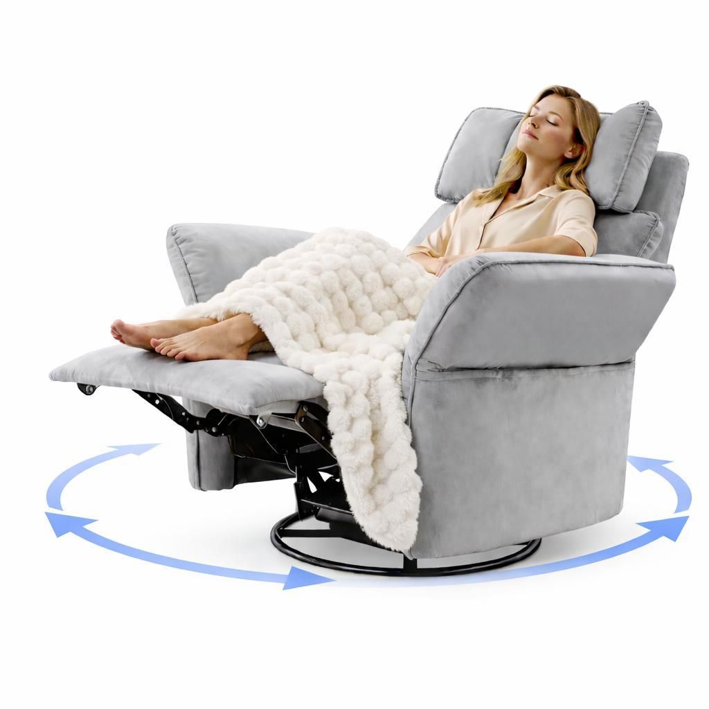 FLEXISPOT XR8 Cradle Elektrischer Relaxsessel mit Decke, Dreh- & Rockingfunktion, Fernsehsessel mit Liegefunktion, 3D-Kopfstütze, Grau