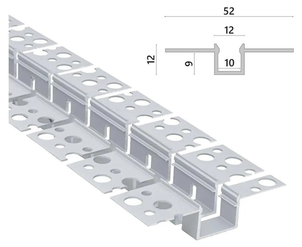 Profilé Aluminium pour Ruban LED Plafond et Mur 2m Installation Placo