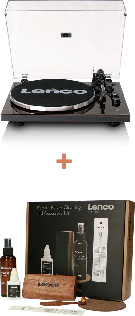 Lenco LBT-345WA - Plattenspieler mit Bluetooth und Ortofon 2M Red Tonabnehmer, inklusive verchromtem Plattenspielerstabilisator - Walnuss