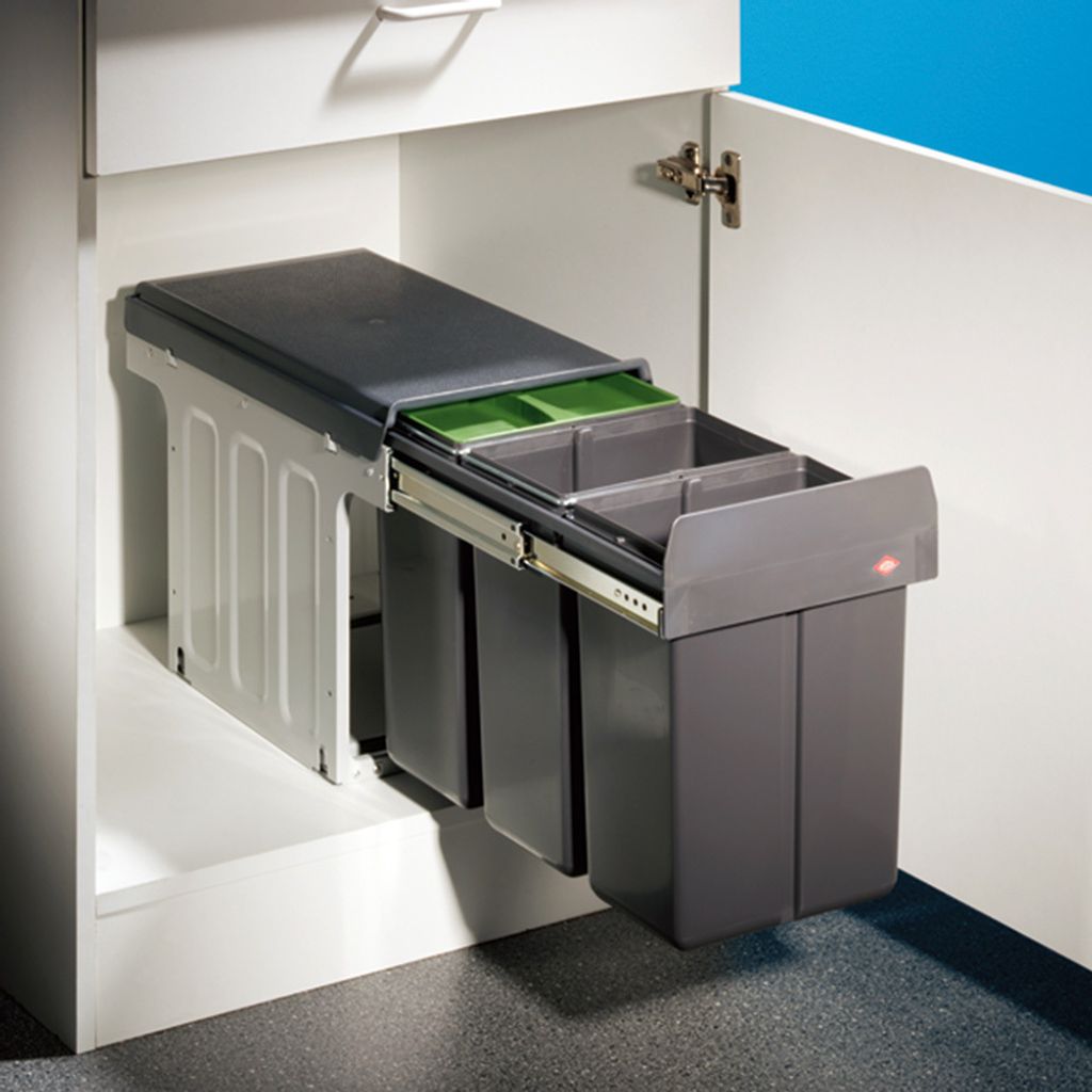 WESCO Abfallsammler Mülleimer Trio-Boy 345 S/300-3 mit Biodeckel anthrazit