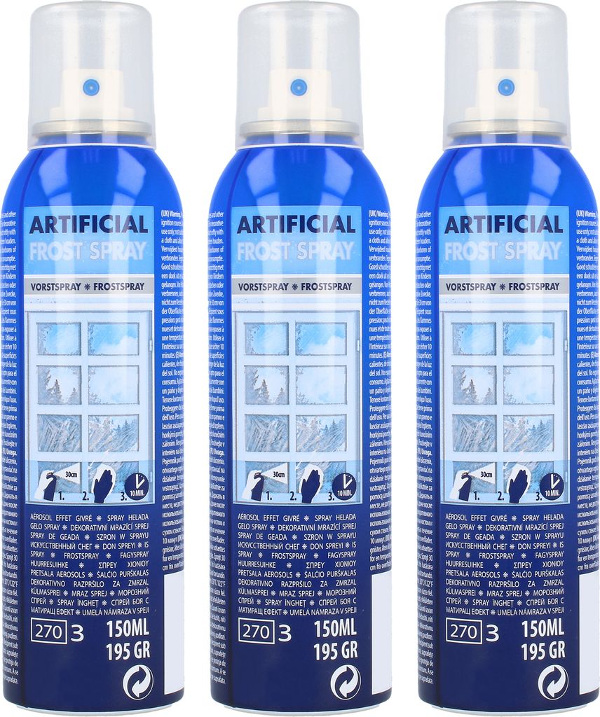 com-four® 3x Frostspray voor raamdecoratie - Spuitbus met Productafbeelding 