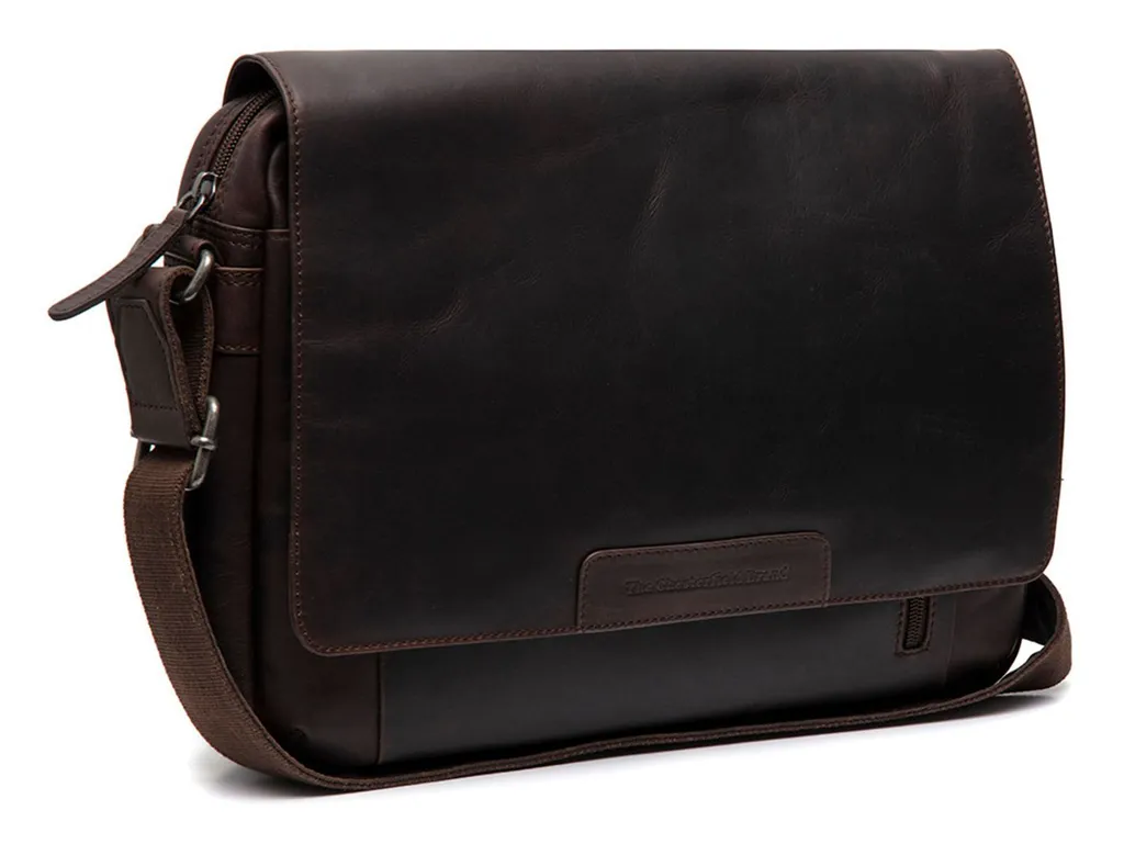 Sac Sacoche Ordinateur Portable en Cuir Gili Shoulderbag Marron Foncé