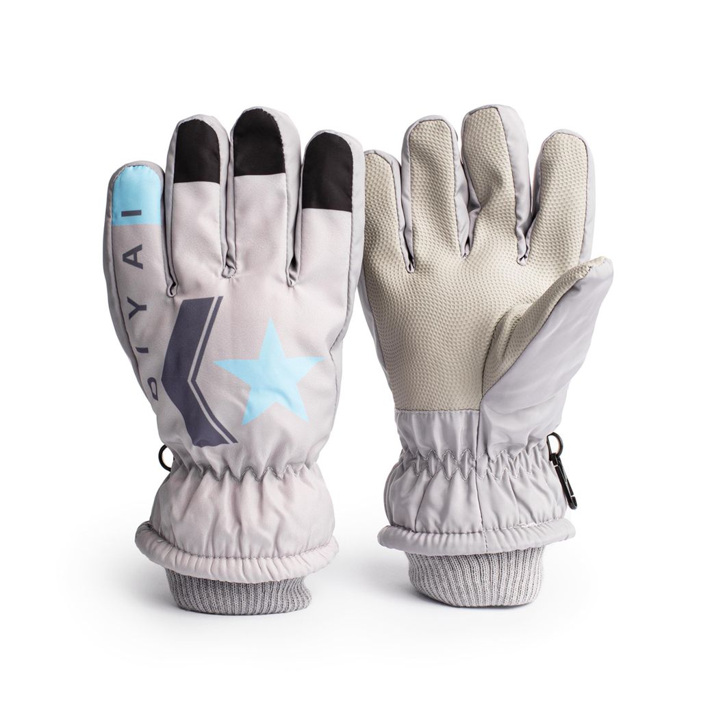 Handschuhe Kinder, Skihandschuhe für Jungen, rutschfeste Handschuhe, Winterhandschuhe, Snowboard, Ski, Grau