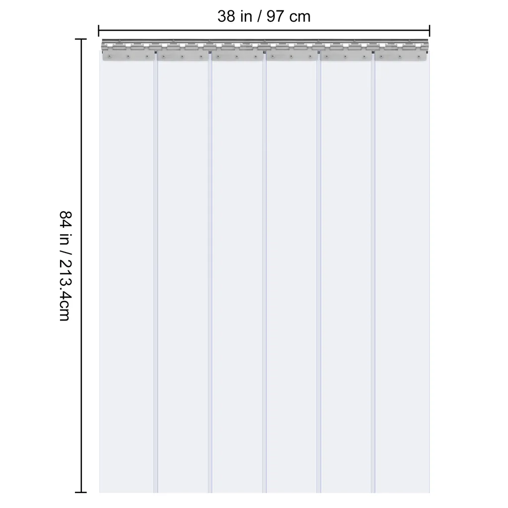 Tenda a strisce VEVOR, 213,4 cm di altezza x 96,5 cm di larghezza, 0,2 cm di spessore, 6 pezzi tenda per porte a strisce in PVC trasparente, tenda per congelatori, strisce per porte in plastica con sovrapposizione del 50% - 8