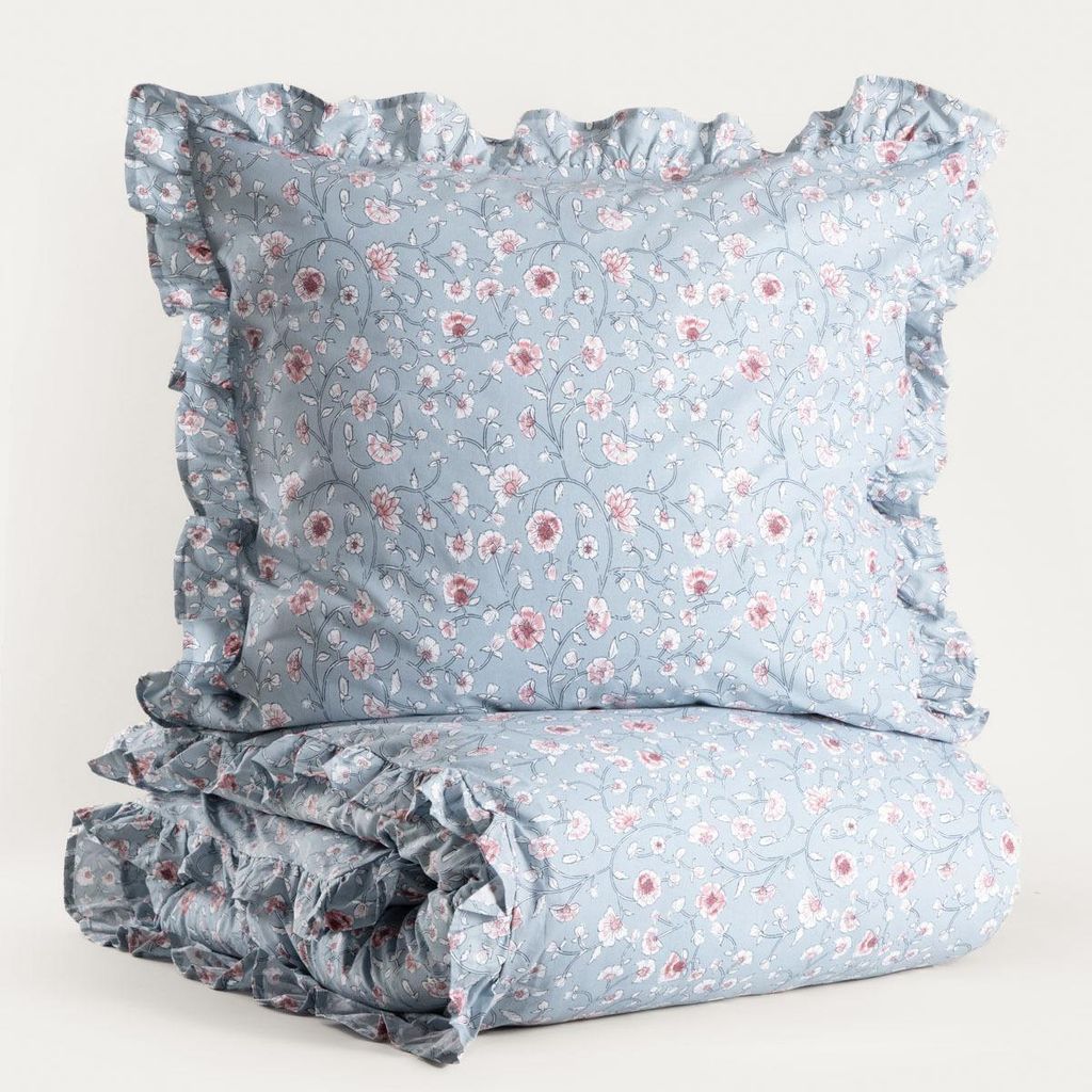 HOMLA JULIA Baumwollbettdecke mit Rüsche 160x200 + 2*70x80 Produktbild 