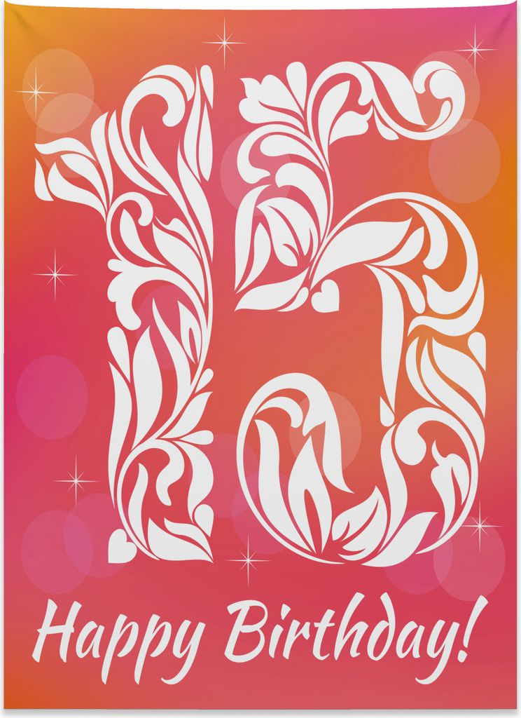 Abakuhaus Mädchen Wandteppich, Teen Geburtstag Design aus Weiches Mikrofaser Stoff Kein Verblassen Klare Farben Waschbar, 110 x 150 cm, Orange Wei...