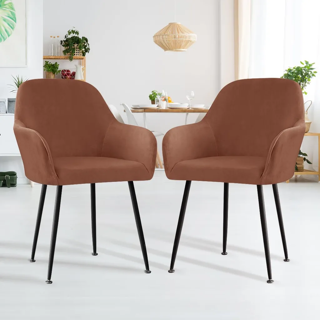 Lot de 2 housses de chaise avec accoudoirs modernes marron foncé uni