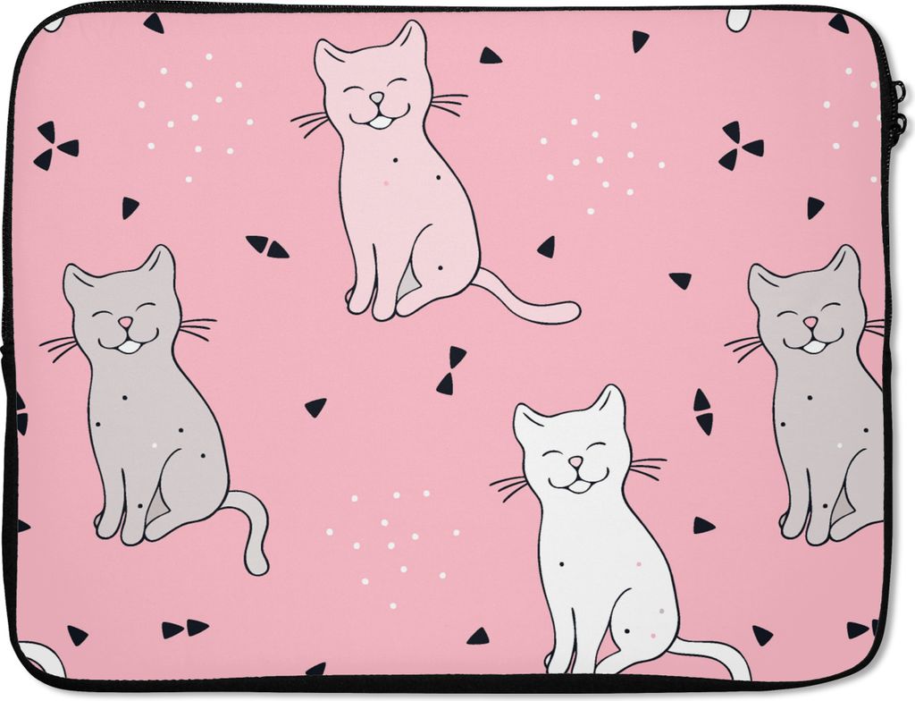 MuchoWow Laptop Hülle 15 Zoll Katze - Haustiere - Mädchen - Design Laptoptasche - Laptoptasche - Sleeve - Rundum-Schutz