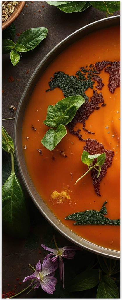 Glasbild 50x125cm in XXL für Wohnzimmer, Schlafzimmer Motiv Weltkarte Suppe