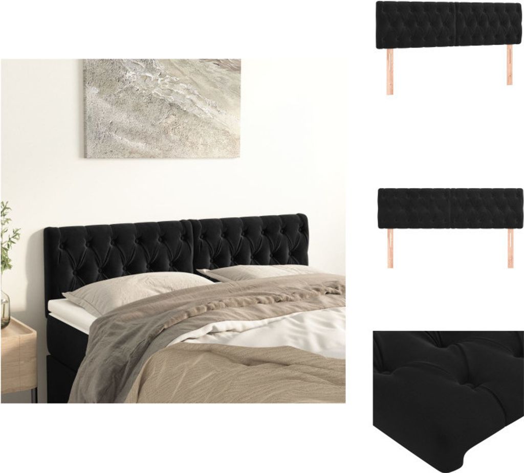 vidaXL Kopfteile 2 Stk. Schwarz 72x7x78/88 cm Samt - Kopf- & Fußenden
