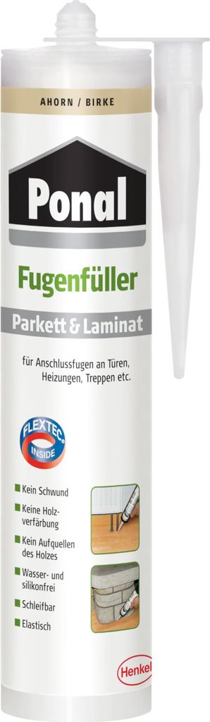 Ponal Parkett & Laminat Fugenfüller Ahorn, elastische Fugenmasse für Anschluss- und Dehnungsfugen, lösemittel-, wasser- und silikonfreie Dichtma...