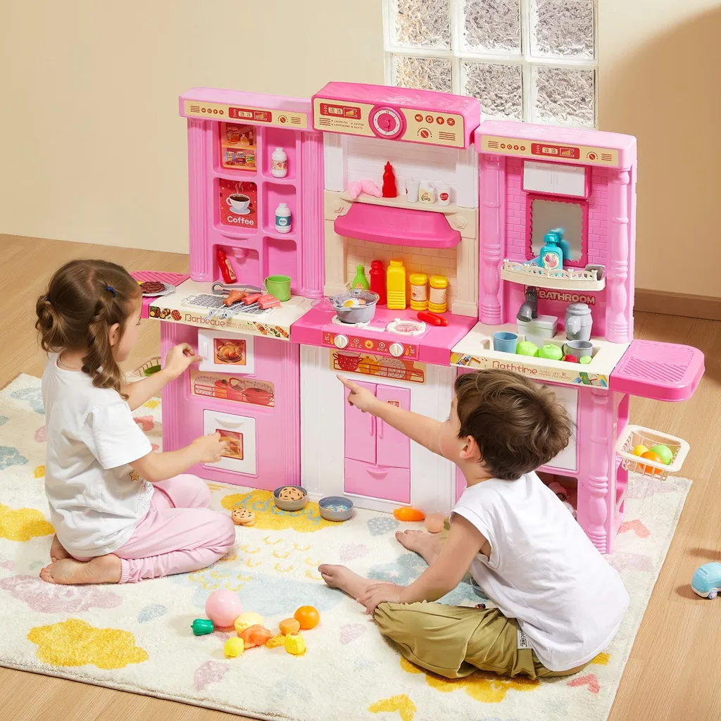 Cuisine enfant avec 74 accessoires dinette rose pour s'amuser - 8