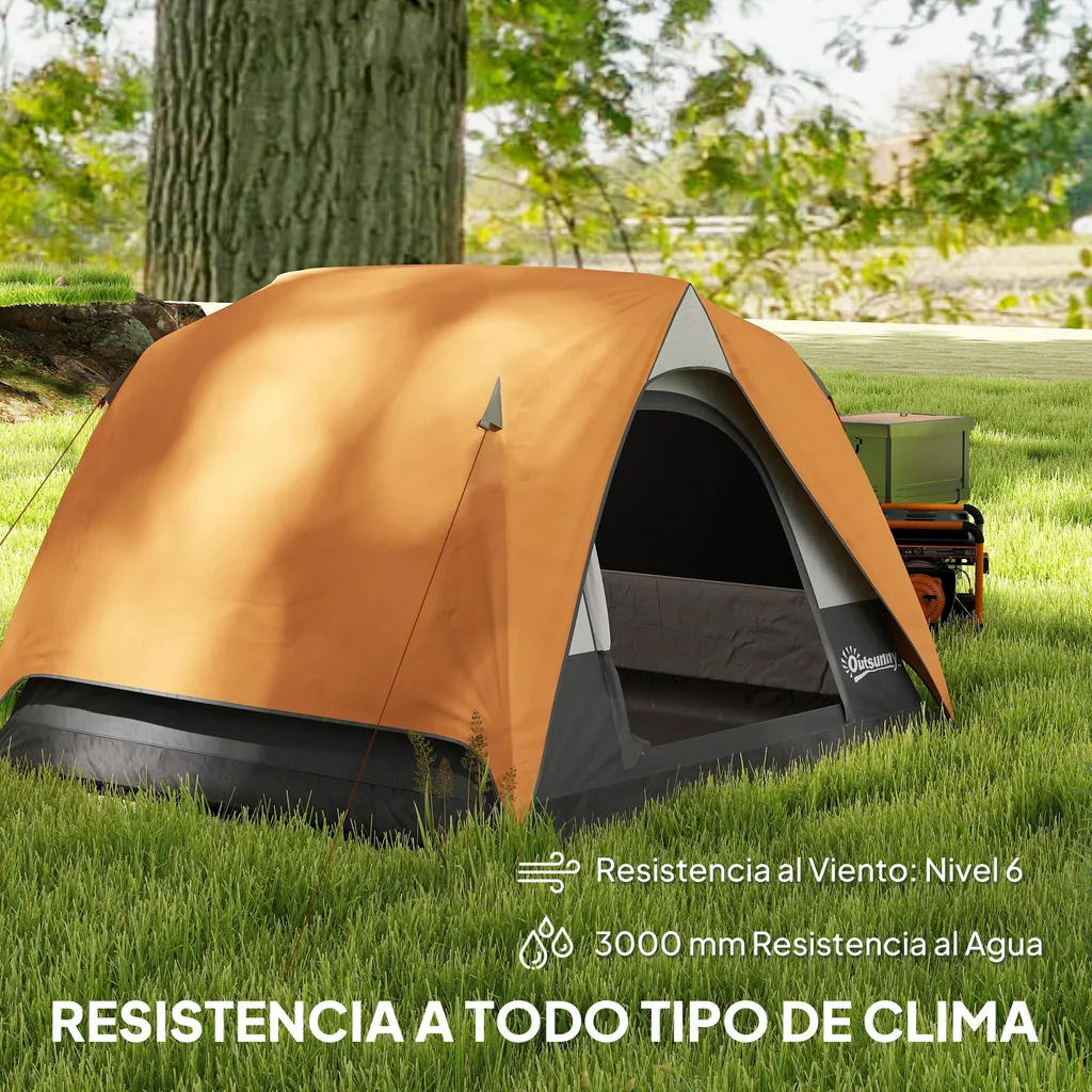 Tente de camping 3-4 personnes en polyester résistant - Modèle MULTI - 4