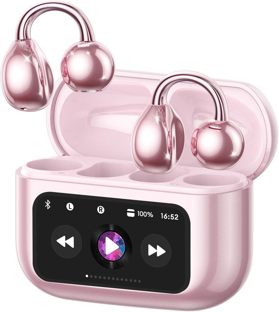 Open Ear Kopfhörer Kabellos Bluetooth 5.4 mit Intelligentem Touchscreen 4.1g Leichtgewicht Sport, 60 Std Wireless Earbuds für Fitness, Laufen, Büro