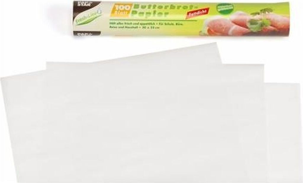 Papstar Butterbrotpapier 25 cm x 30 cm weiß, 30 x 100 Blatt Produktbild 