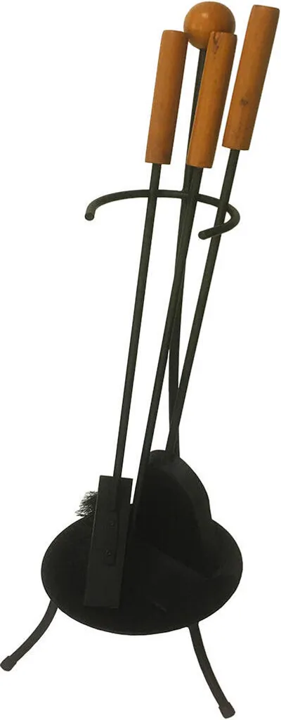 Accessori Camino Acciaio e Legno 67cm - Set 3 Pezzi per Casa Accogliente