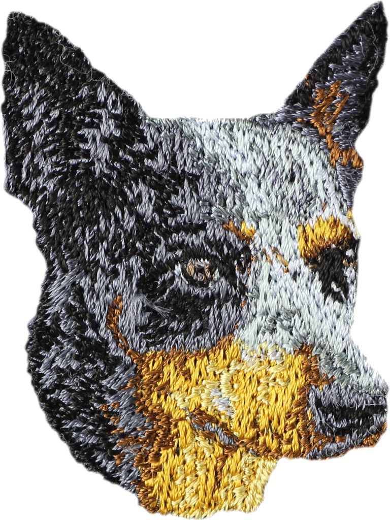 Australischer Treibhund, Australian Cattle Dog, Blue Heeler - Hund geformtes Aufnäher, besticktes Patch, einzigartiges Nachbildung für den Rucksa...