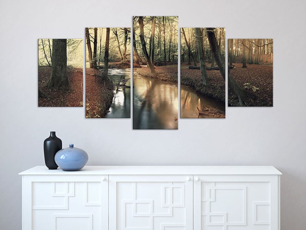Akustikbild Wald Natur 200x100 cm Bilder Akustikschaum Hochleistungsschallabsorber Schallschutz Leinwand 5 tlg Wandbild Raumakustik Schalldämmung ...