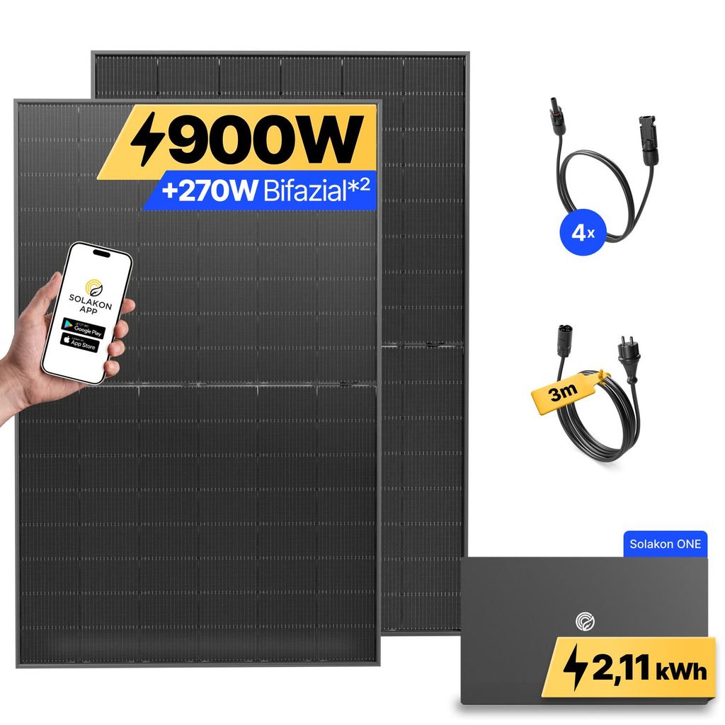 900W Balkonkraftwerk mit Speicher Solakon ONE (2,11 kWh) Produktbild 