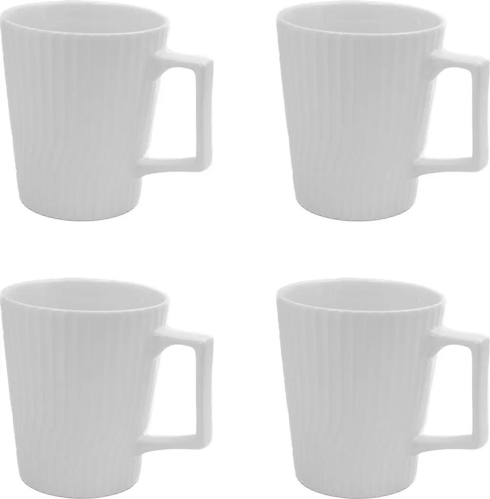 Set 4 Tazze Caffè 400ml Intirilife - Mug colazione in ceramica bianca