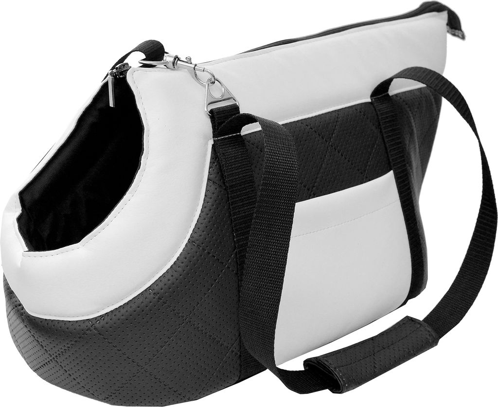 Transporttasche für Hunde und Katzen | Schultertasche für Haustiere mit Gummiband mit Karabiner | bis 10 kg | Material: Kunstleder | Größe: M |...