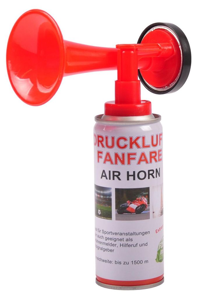 Druckluft-Fanfare 250ml, Stadionhupe, Signalhorn, Tröte, Produktbild 