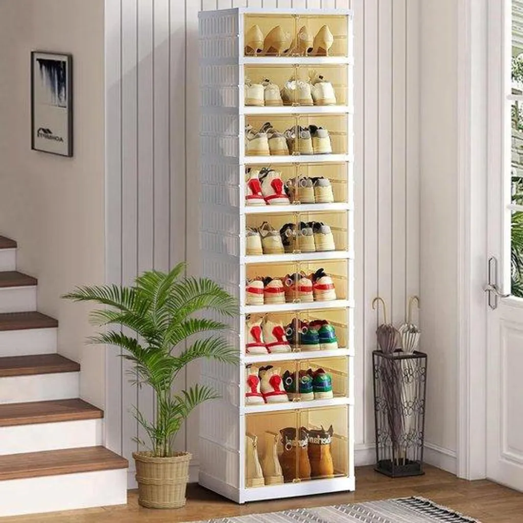 Meuble de rangement chaussures transparent empilable à 9 niveaux