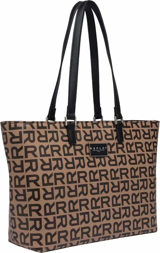 Sac shopper REPLAY en similicuir bicolore avec finitions noires mates