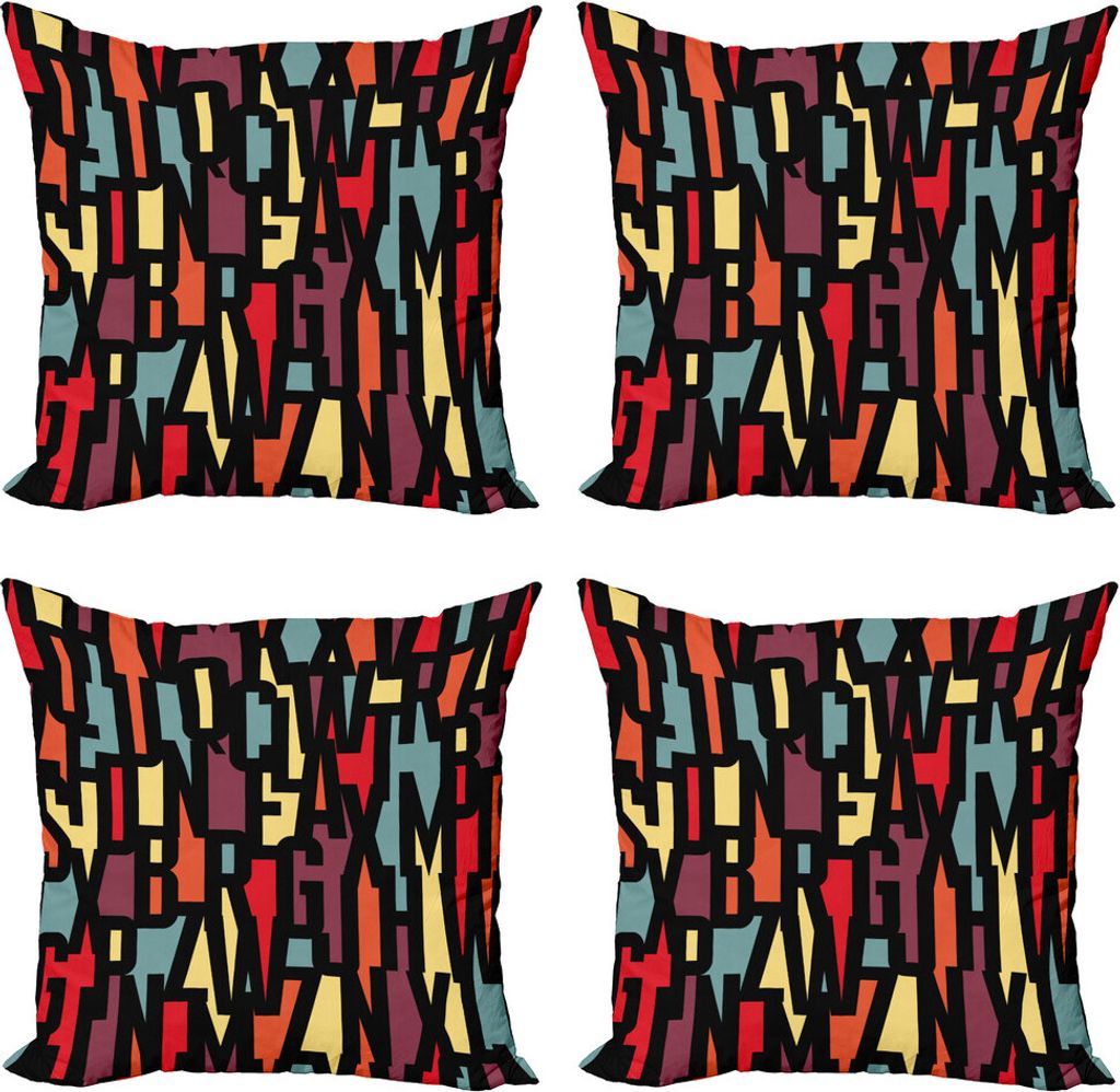 ABAKUHAUS Abstrakt Kissenbezug Set (4 Stück), Fractal Funky Forms, Moderner Doppelseitiger Digitaldruck, 40 cm x 40 cm, Mehrfarbig