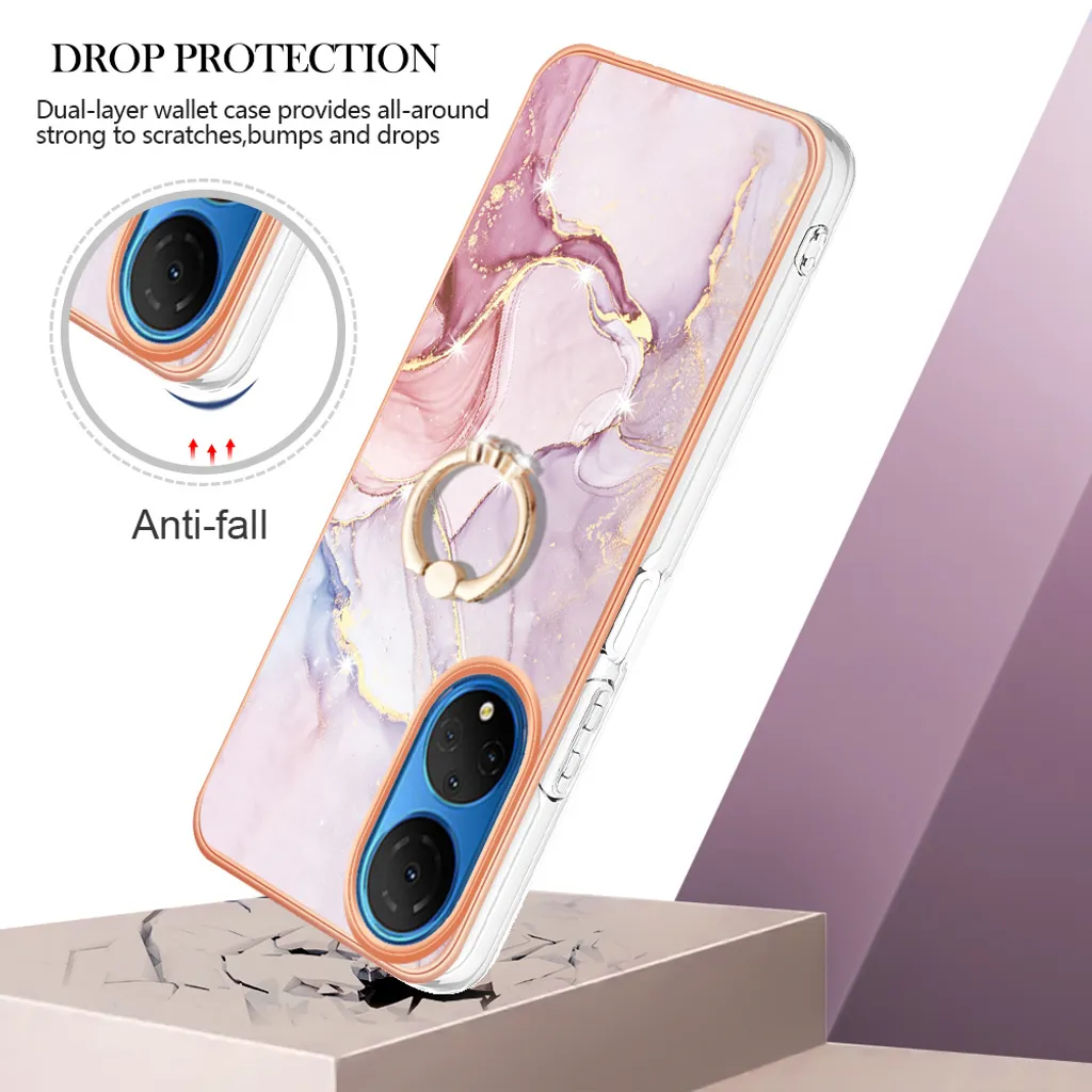Custodia Marmo Honor X7 Grigia con Anello | Cover Silicone TPU Antiurto - 2