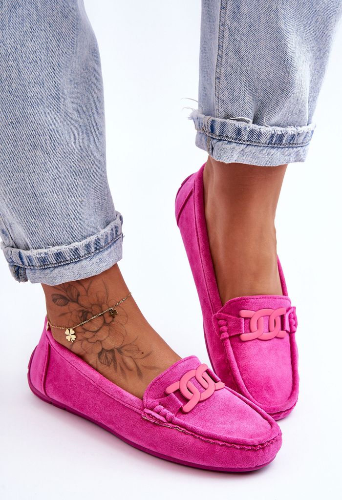 Damen Modische Wildleder Mokassins Rosa Rabell 37 Produktbild 6