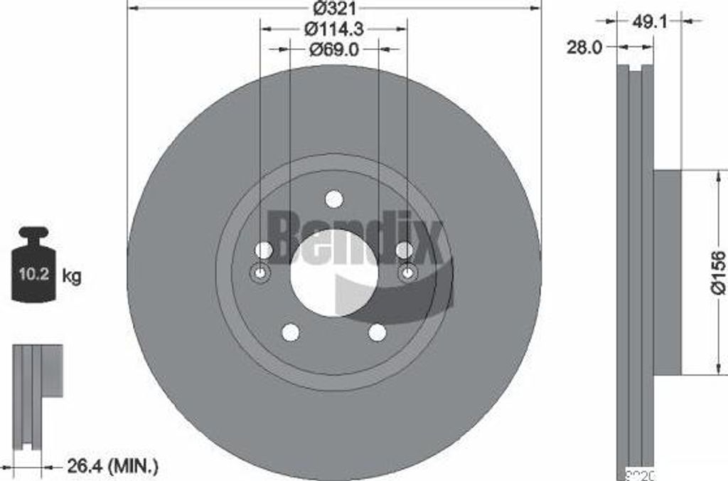 BENDIX Braking BDS1739 Bremsscheibe OE 517122B700 kompatibel mit Santa Fe, iX55, Sorento