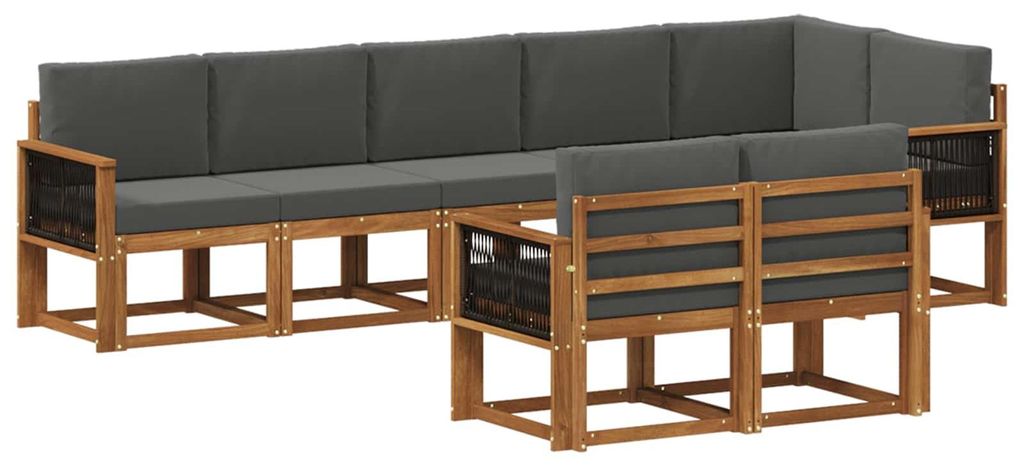 vidaXL Outdoor-Sofagarnitur 8 pcs Natur und Anthrazit Polyester
