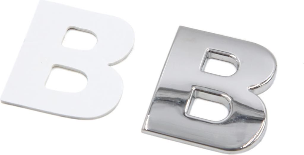 Silberfarbener Metall-B-Buchstaben-Alphabet-Aufkleber, Emblem-Abzeichen-Aufkleber für Auto