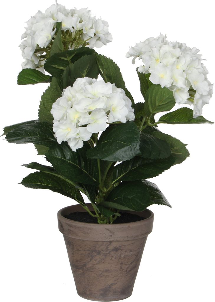 Mica Decorations Hortensien Kunstpflanze im Blumentopf Stan - H40 x Ø35 cm - Weiß