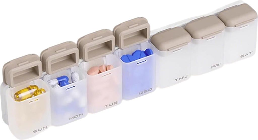 Magnetischer wöchentlicher Pillen-Organizer, tragbares Reise-Pillenetui, einmal täglicher Medikamentenspender, Behälter, Kapsel-Pillenmanagement...