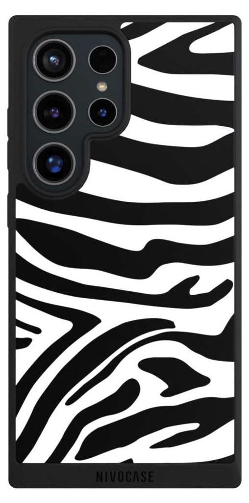 NIVOCASE Handyhülle für Samsung Galaxy S24 Ultra Hülle NIVOpure Case Schwarz Animal-Look Animalprint Zebra