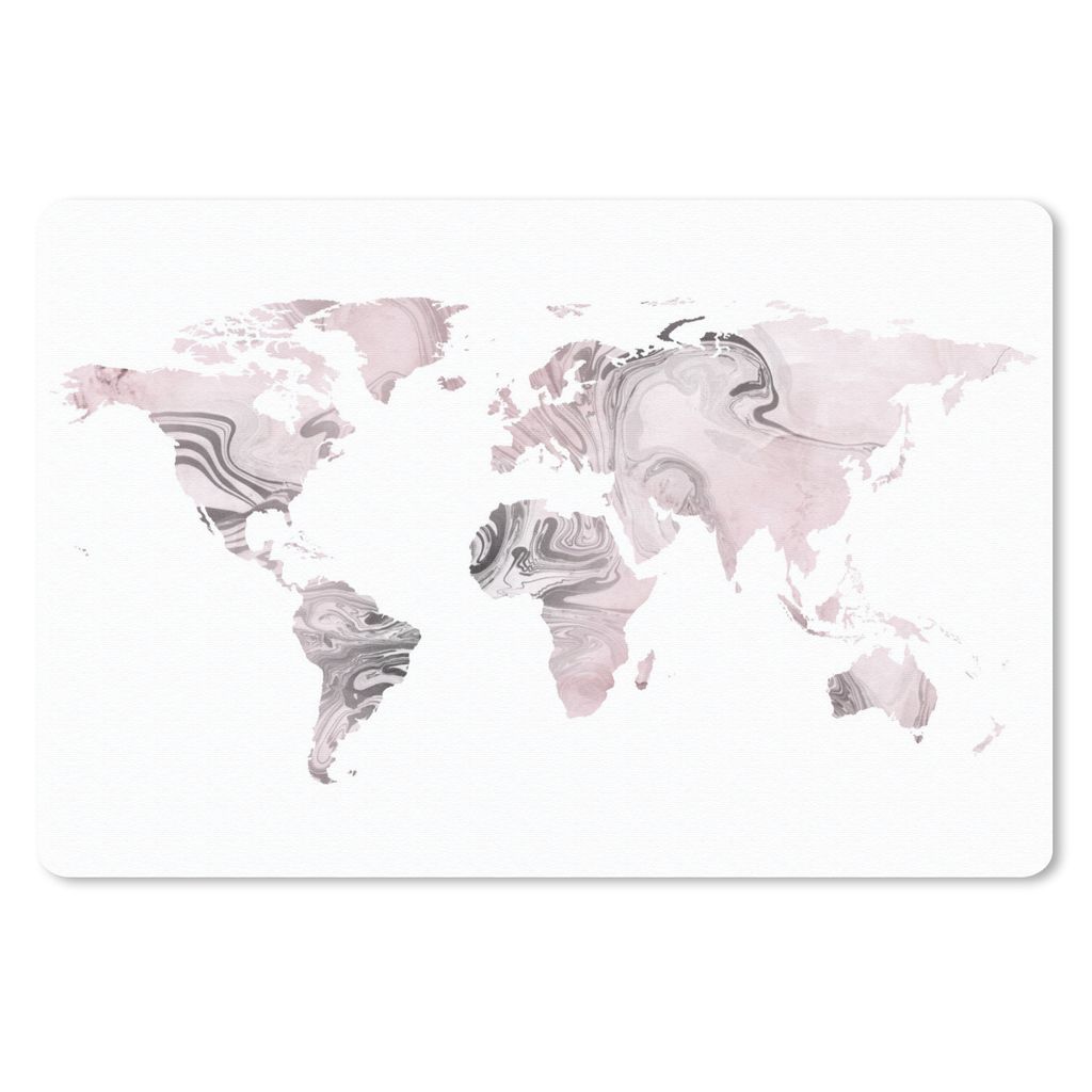 MuchoWow Mauspad Mousepad Weltkarte - Weiß - Farbe 27x18 cm - Mousepads - Maus Mat - Pad - Mausunterlage - Büroartikel - Desk Matten