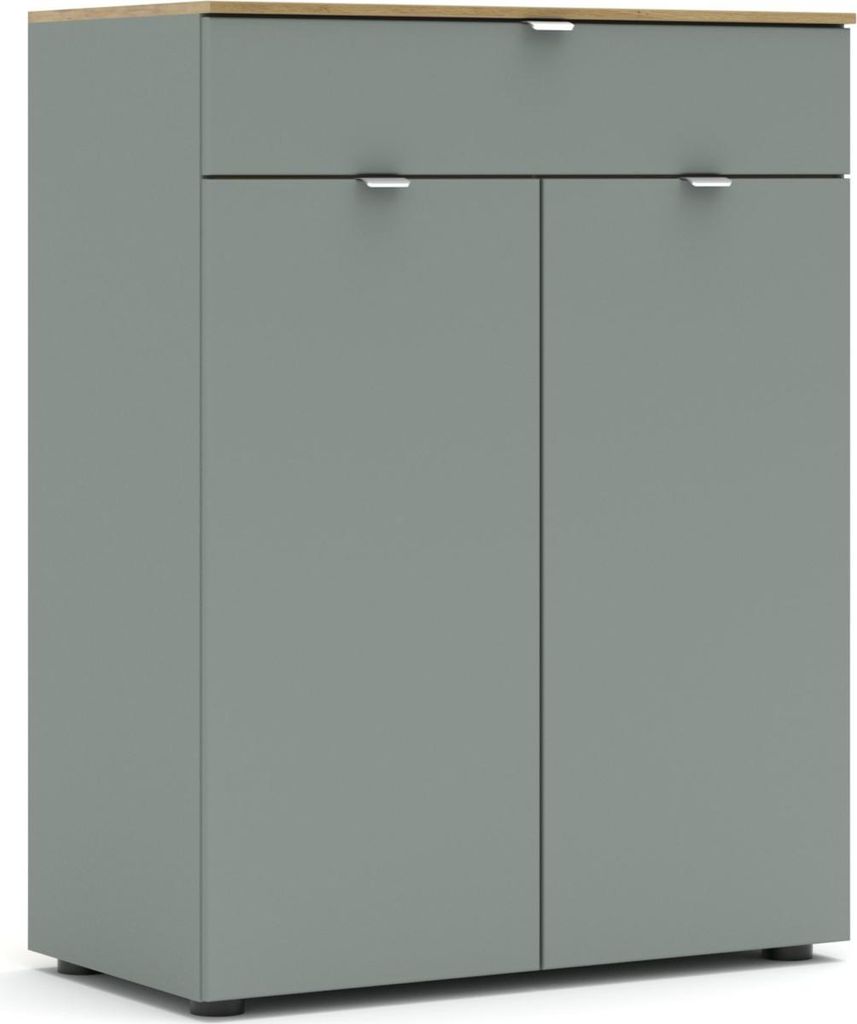 Kommode >Bari< in Schilf grün, Spannplatte, MDF - 78x101x41cm (BxHxT)