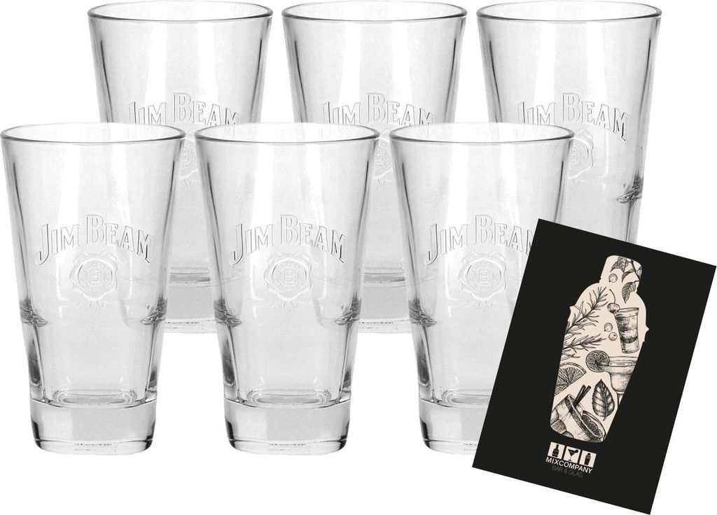 NEU Jim Beam 6 x Longdrink Glas mit Aufdruck 2cl und 4cl Produktbild 