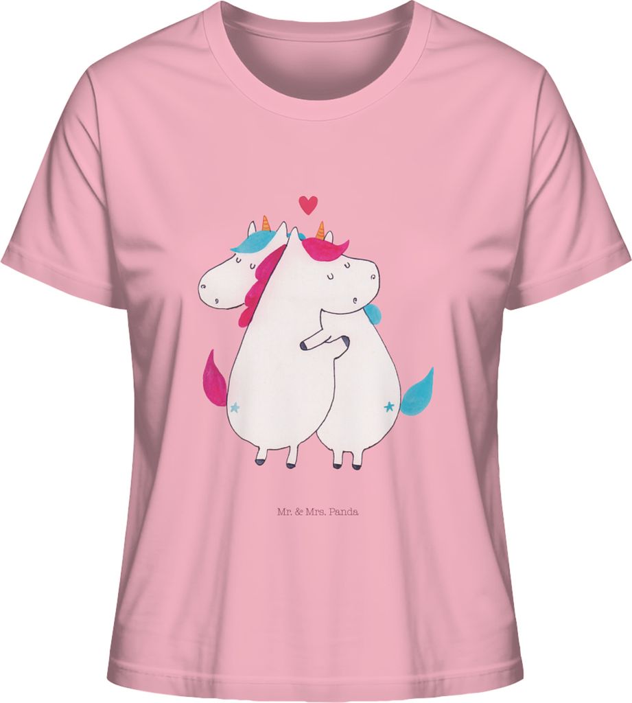 Mr. & Mrs. Panda Oberteil Damen Einhorn Mitteilung Größe XL - Baumwolle Pink - Geschenk, Frauen T-Shirt, Valentinstag, shirt, Kurzarmshirt, Ehe, ...