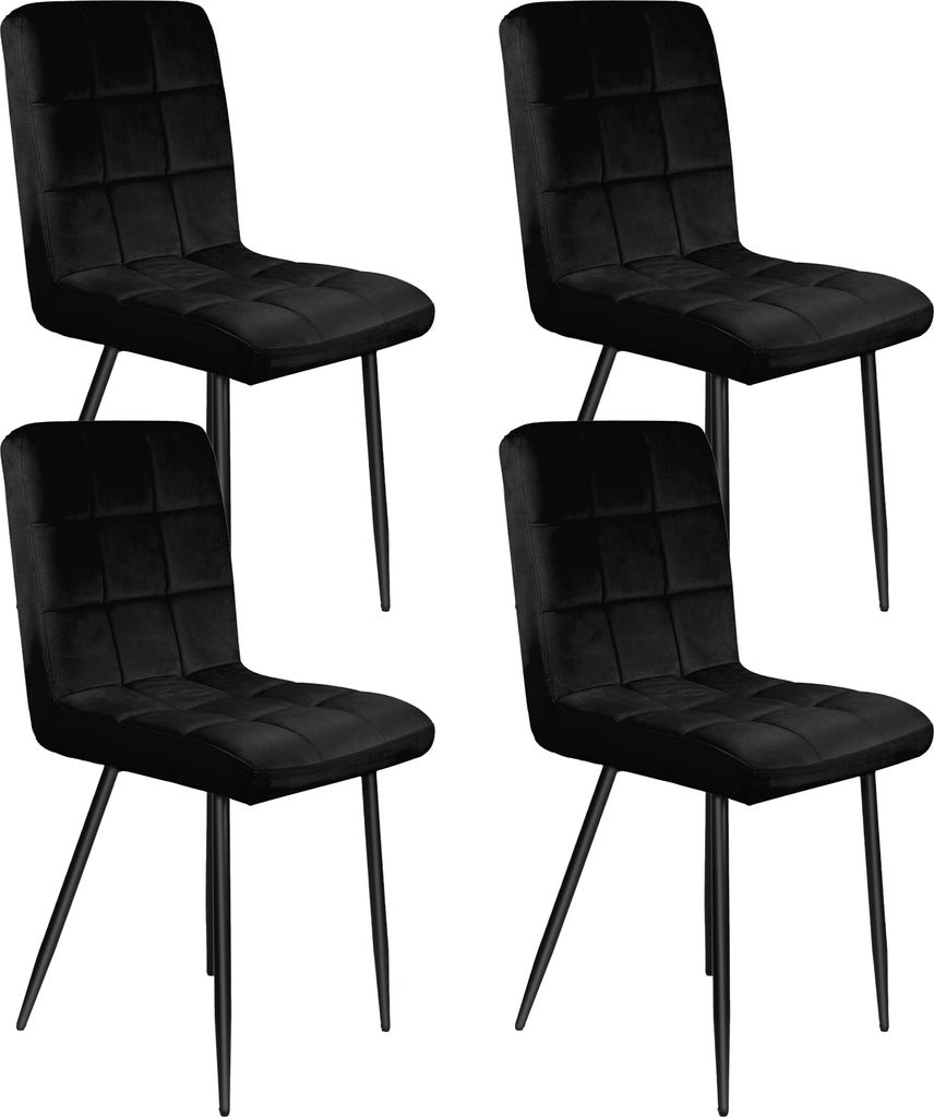 4er Set Esszimmerstühle Küchenstuhl Polsterstuhl Sitzfläche aus Samt mit Rückenlehne für Küche Esszimmer Schwarz