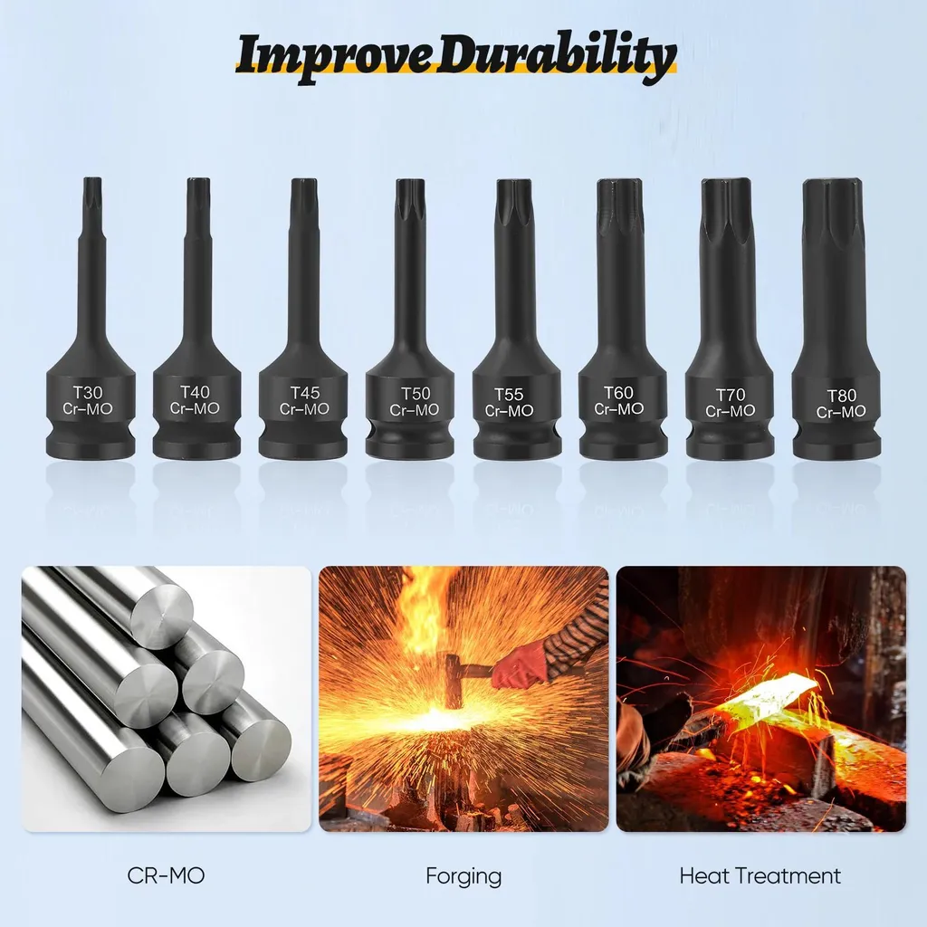Coffret de douilles Torx pour réparation automobile - Outillage robuste - 6
