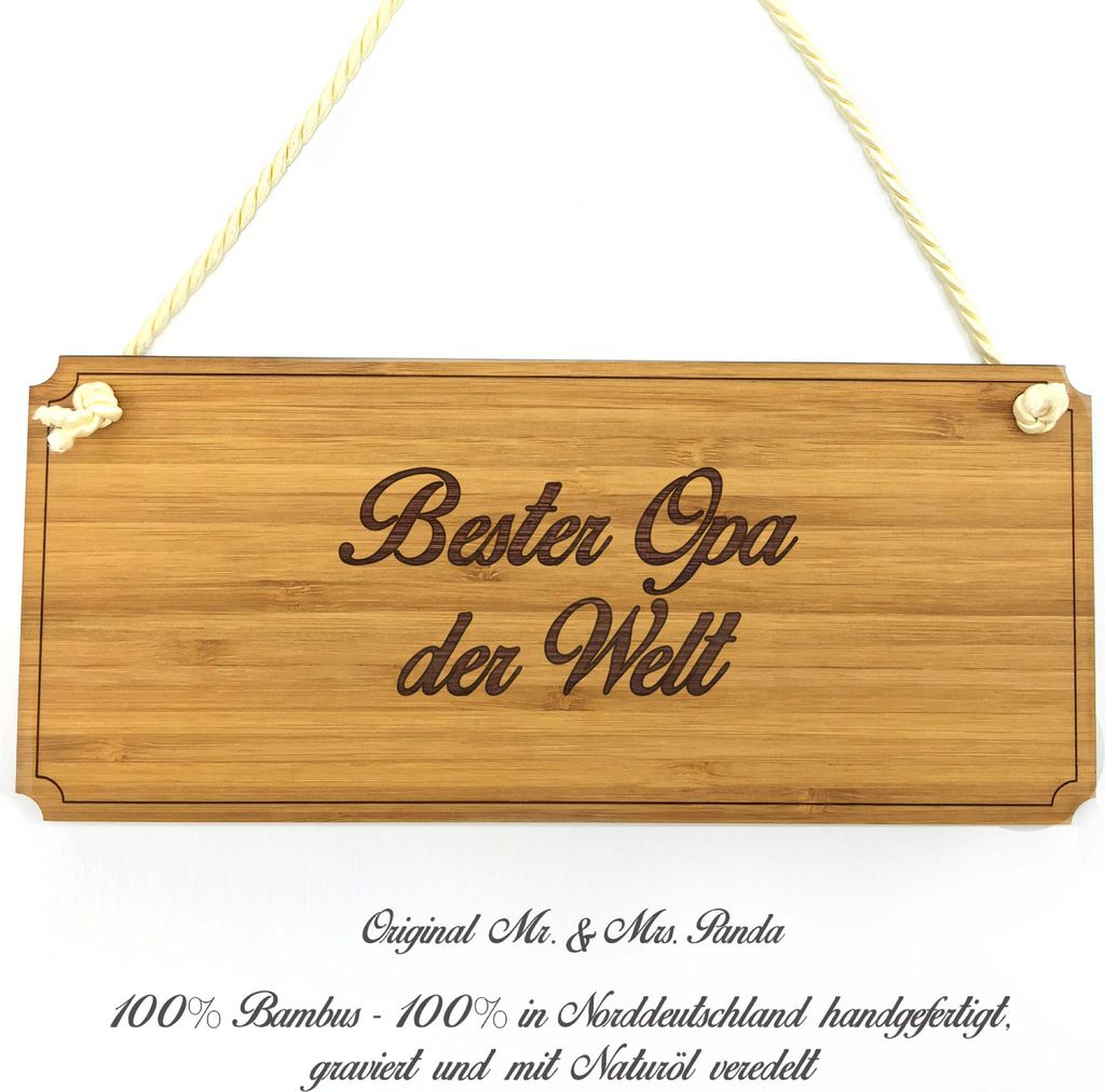 Mr. & Mrs. Panda Schild Opa - Geschenk, Oppa, Infotafel, Wegweiser, Mitbringsel, Geschenkidee, Graviert, Bester, Wandschild, Türschild, Shabby, Hi...