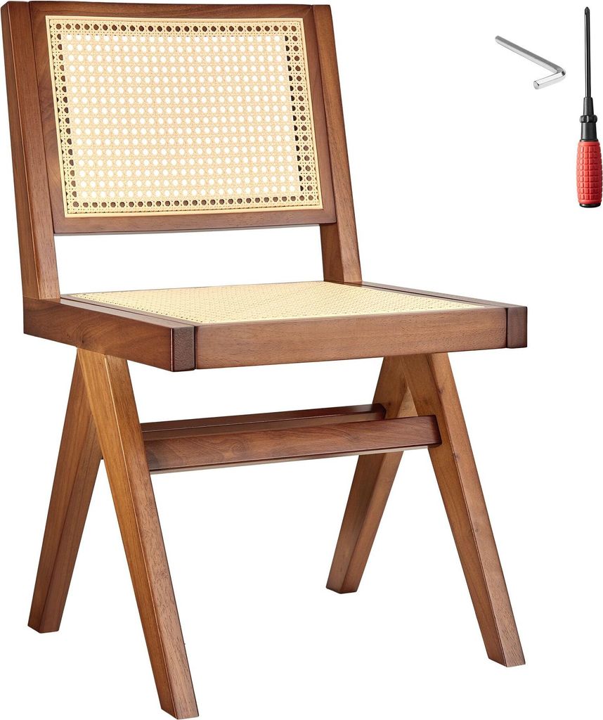 tectake® Holzstuhl Lissy Boho-Stil 48,5 x 53,5 x 83 cm, Produktbild 