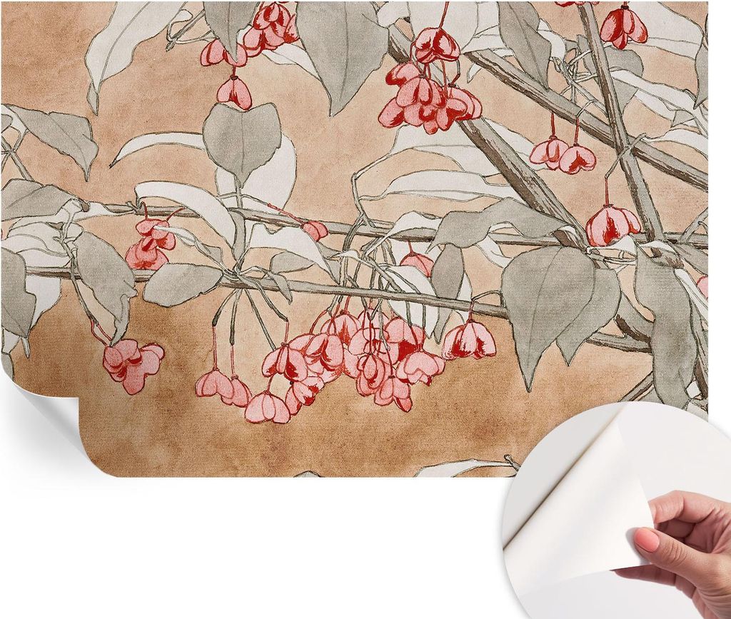 Selbstklebende Wandtapete - Dekorative Tapete für Wohnzimmer - Klebefolie für Wandbilder - Tapetenfolie für Wanddekoration - 104x70 cm - Florale...