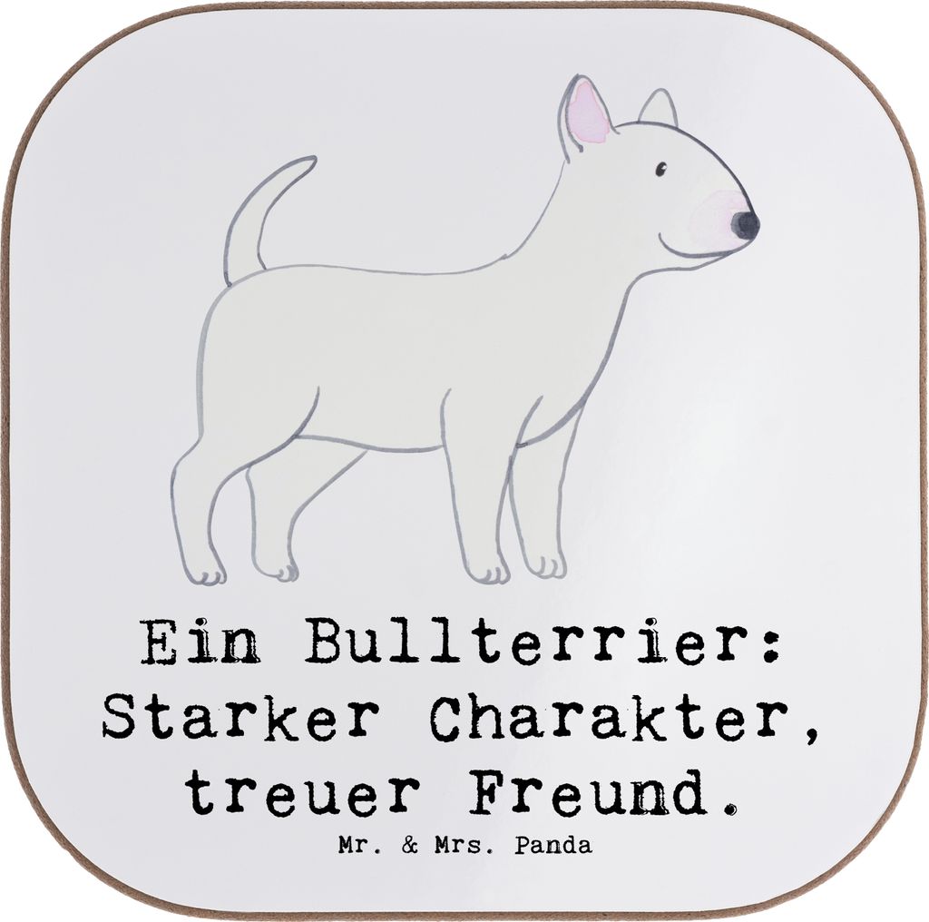 Mr. & Mrs. Panda Untersetzer für Gläser Bullterrier Freund - Weiß - Geschenk, Holzuntersetzer, Hunde, Glas, Hunderassen Pflege, Familienhunde, g...
