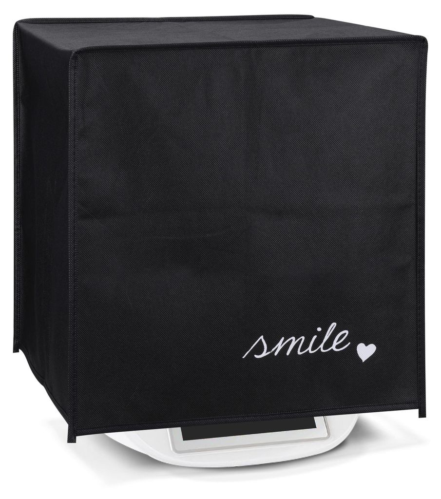 kwmobile Hülle kompatibel mit Thermomix TM5 / TM6 - Küchenmaschine Abdeckhaube - in Weiß Schwarz Smile Herz