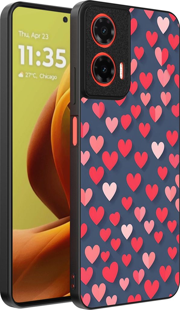 Smartphonica Telefon Fall fit für Motorola Moto G85 / Motorola Edge 50 Fusion mit rosa und roten Herzen Impressum - TPU Backcover Fall mit rosa un...